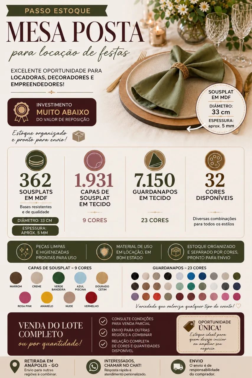 PASSO ESTOQUE DE MESA POSTA - VALOR A COMBINAR