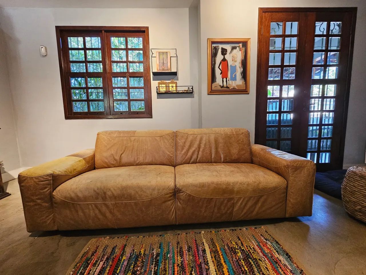 Sofá de couro 3 lugares