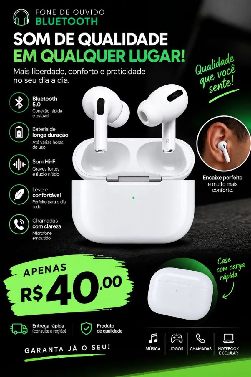 Fone de ouvido bluetooth i13