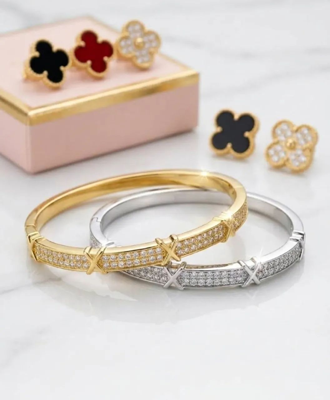 Bracelete Cravejado Prata ou Dourado