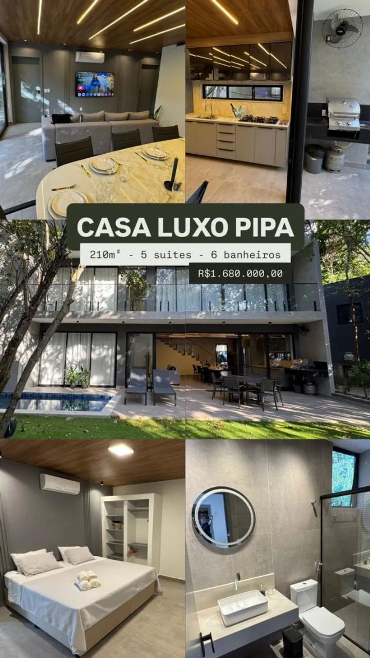 Luxo de Verdade - Casa Nova 5 Suites e Piscina Pipa