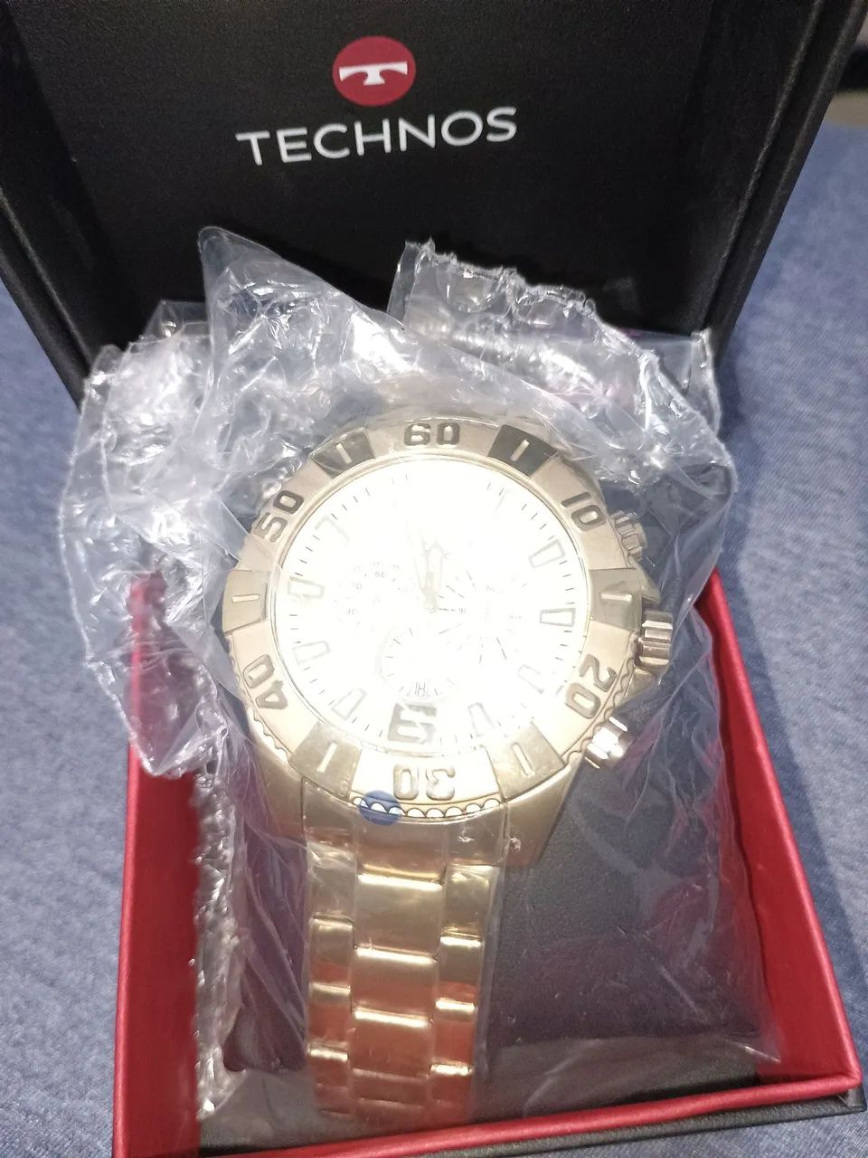 Techno masculino grande dourado original 