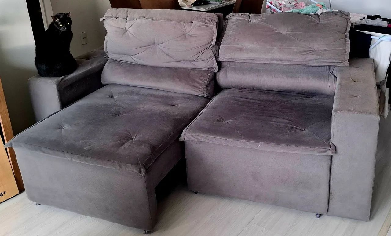 Sofá retrátil e reclinável 3 lugares - Foto 3