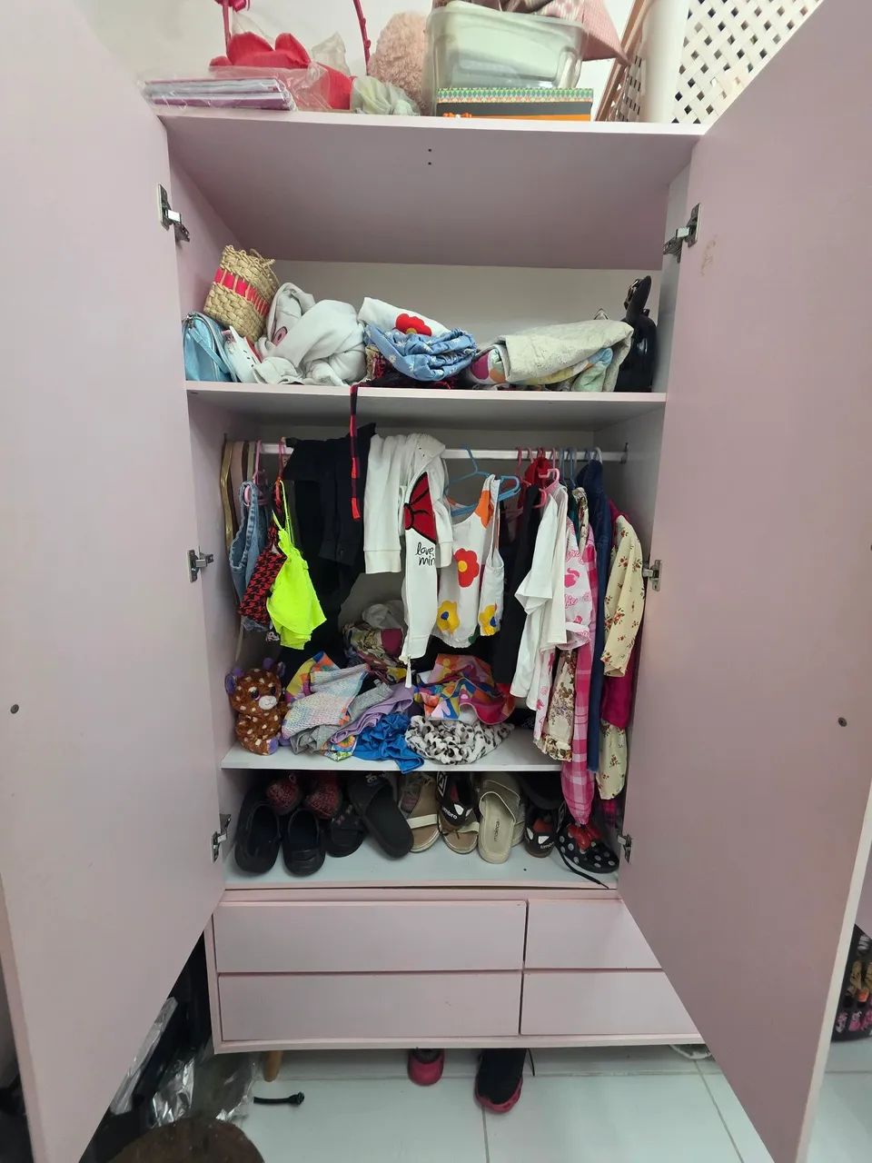 Guarda  roupa infantil rosa - Foto 3