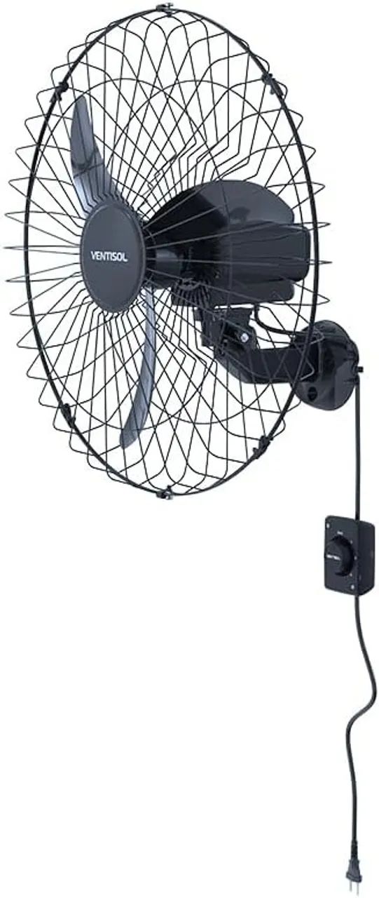 Lacrado! Ventisol Ventilador de Parede Oscilante, 3 Pás Premium, Preto, 60cm, Bivolt - Foto 5