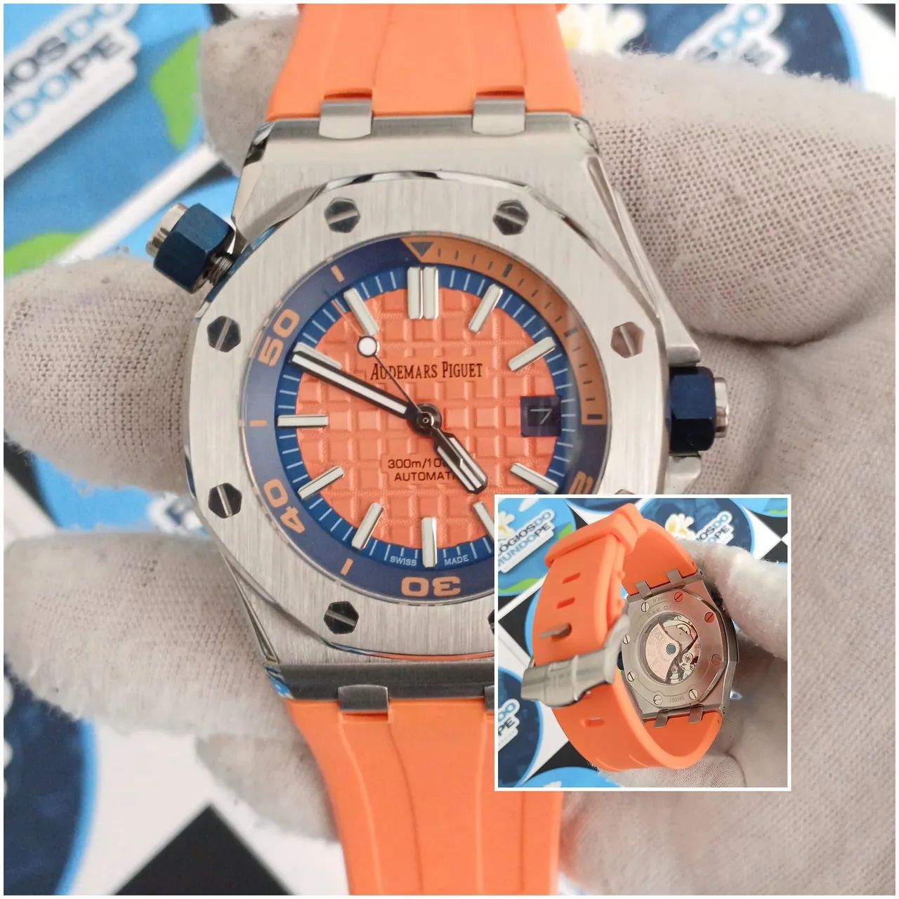 RELÓGIO AP ROYAL OAK AUTOMÁTICO LARANJA