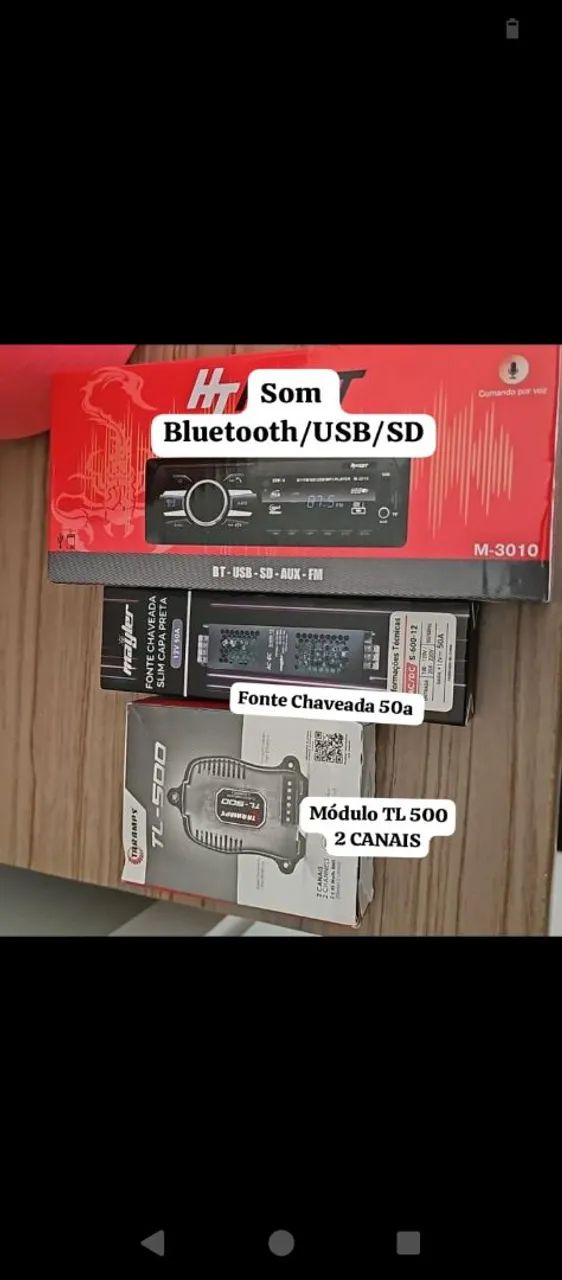 Som Bluetooth com módulo e fonte