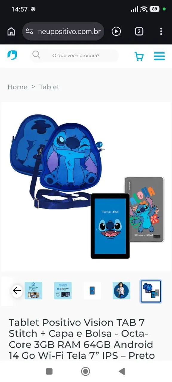 Tablet Positivo Vision TAB 7 Stitch 64GB + Capa e Bolsa - Novo - Foto 3
