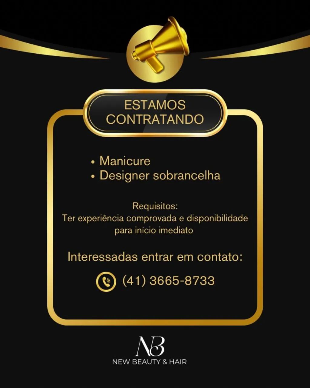 OPORTUNIDADE - MANICURE E DESIGNER DE SOBRANCELHAS - PROFISSIONAL PARCEIRA