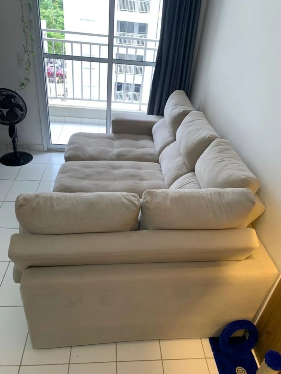 Sofá 4 Lugares Canto com Chaise Retrátil Miró Velosuede Areia 2,16m (L)  - Foto 2