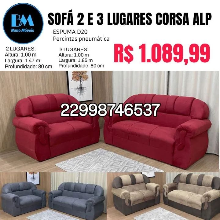 Sofá retrátil reclinável em Suede  - Foto 3