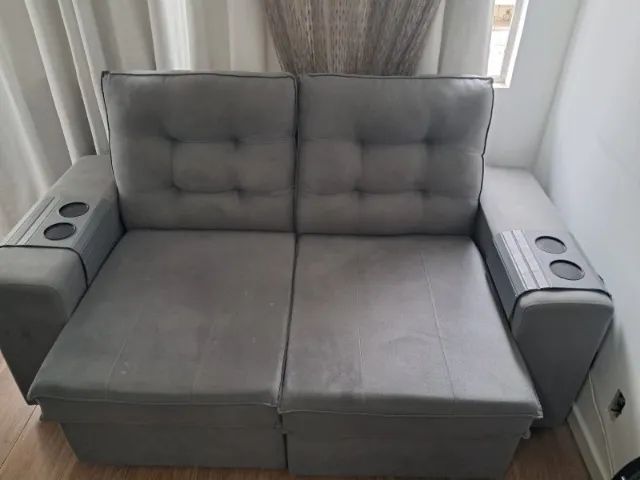 Sofá 2 lugares retratil reclinavel Suede - Foto 3
