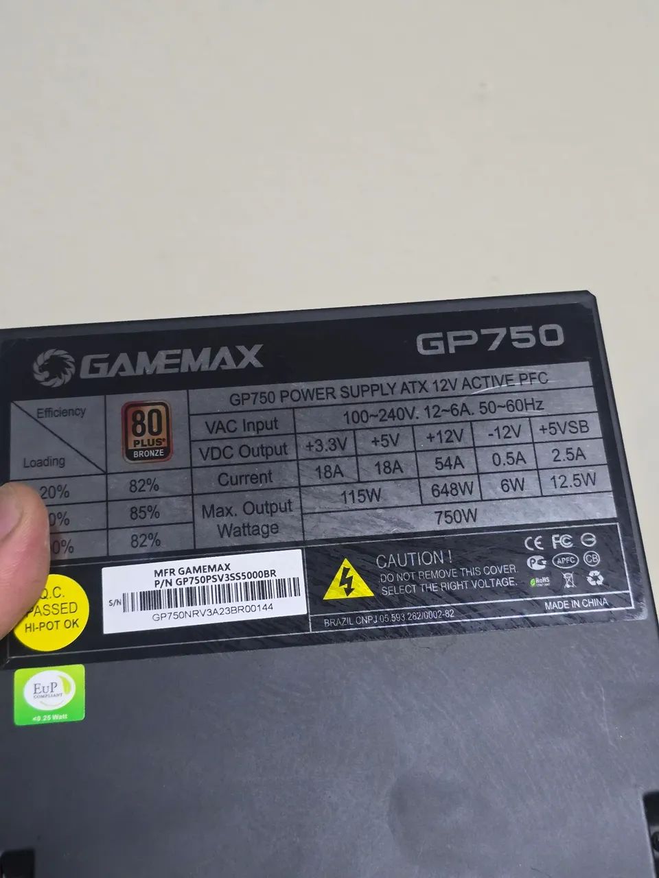 FONTE 750W 80 PLUS BRONZE GAMEMAX - Foto 5