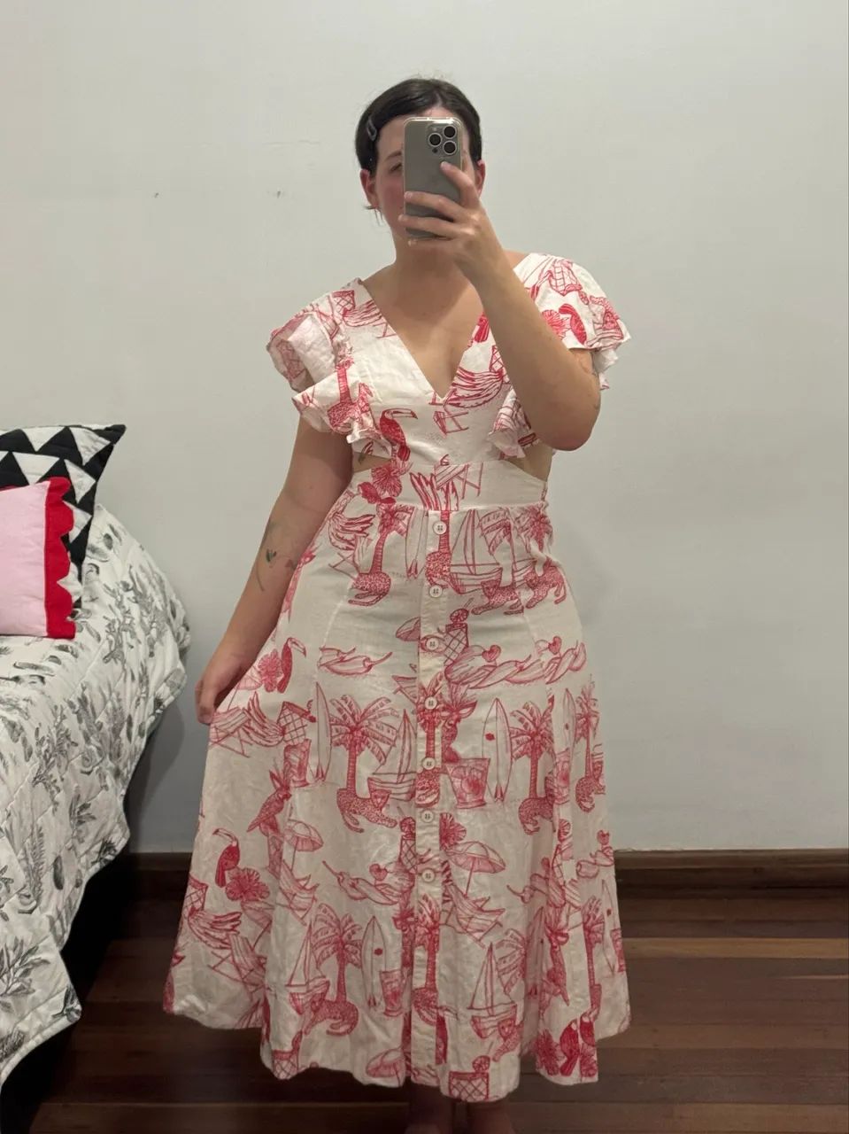 Vestido em Linho e Viscose Estampado - Tam. 40 - Foto 4