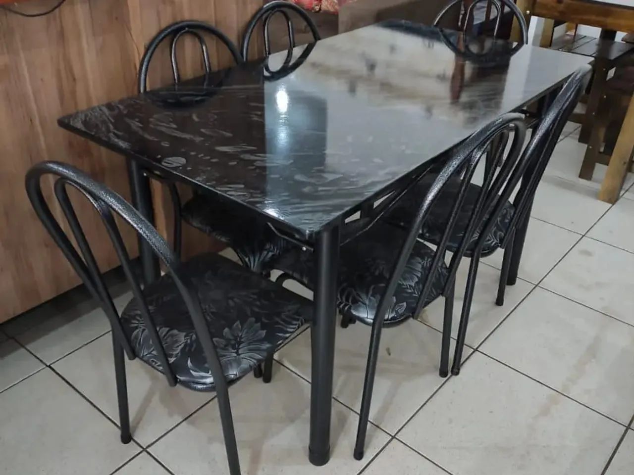 Mesa ardósia 6 cadeiras nova  - Foto 5