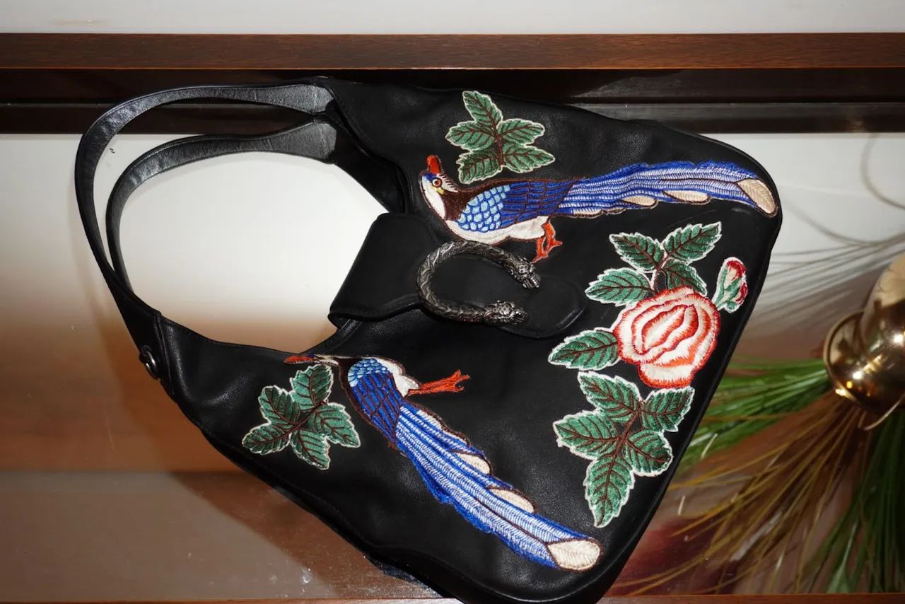 Bolsa Gucci Original Couro Bordada - Foto 2