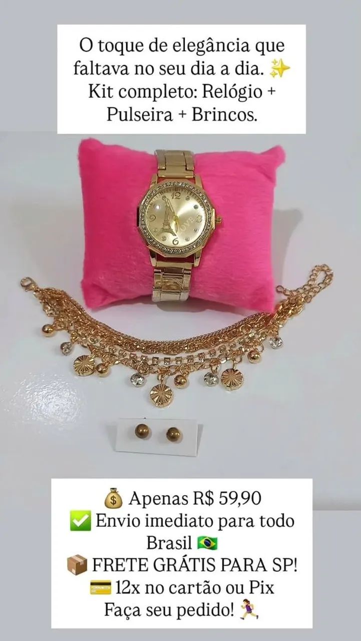 Kit Relógio Feminino com pulseira e brinco  - Foto 4