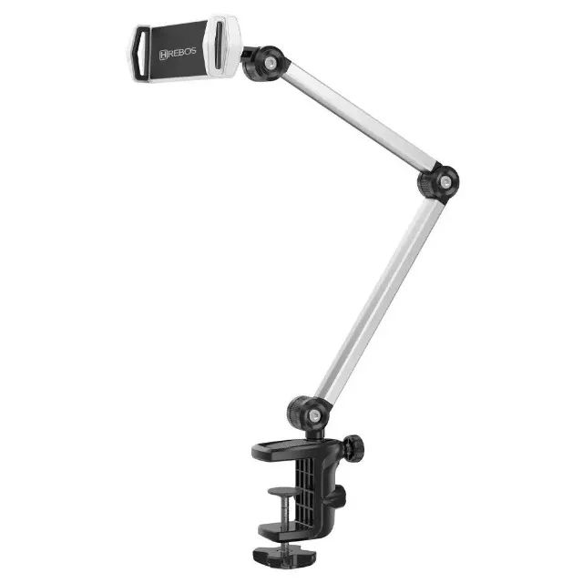 Suporte Celular E Tablet Hrebos Hs-199 Flexiarm Articulado Prateado