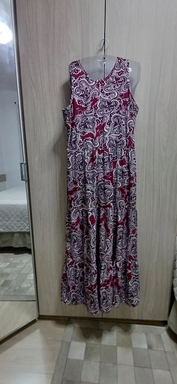  longo estampado em tom bordô/3 marias - Foto 3