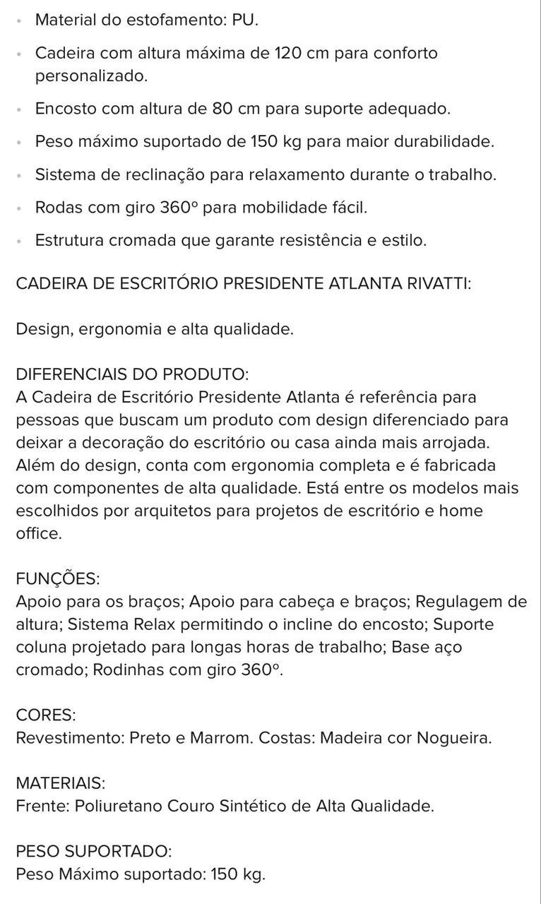 Cadeira escritório presidente marrom - Foto 5