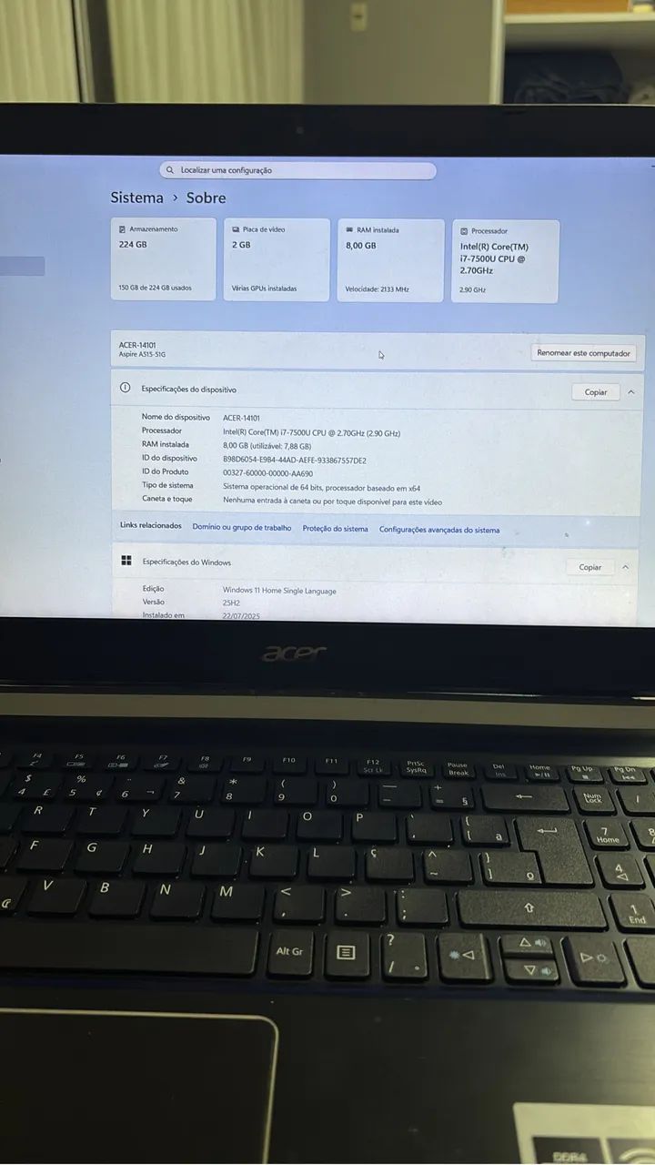 Vendo notebook ACER I7 - Foto 4