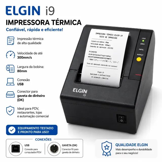 IMPRESSORA TÉRMICA ELGIN i9 - USB - Foto 2