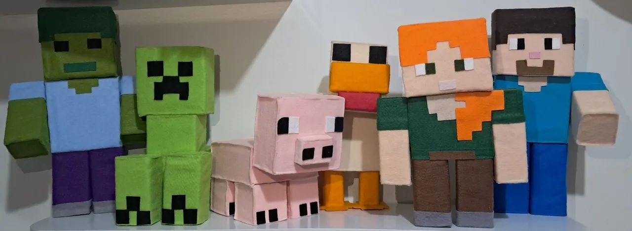 Kit 6 Bonecos em FELTRO MINECRAFT 