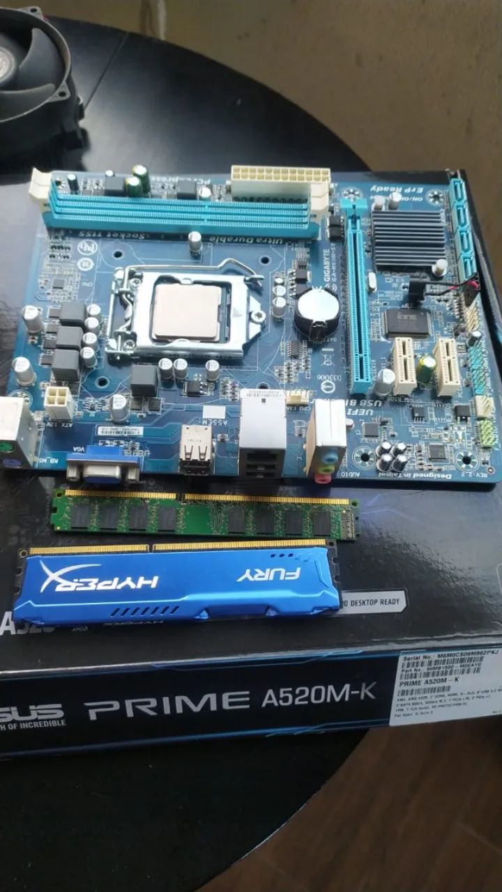 Kit (1155). Placa mãe e Processador, 8gb Ram