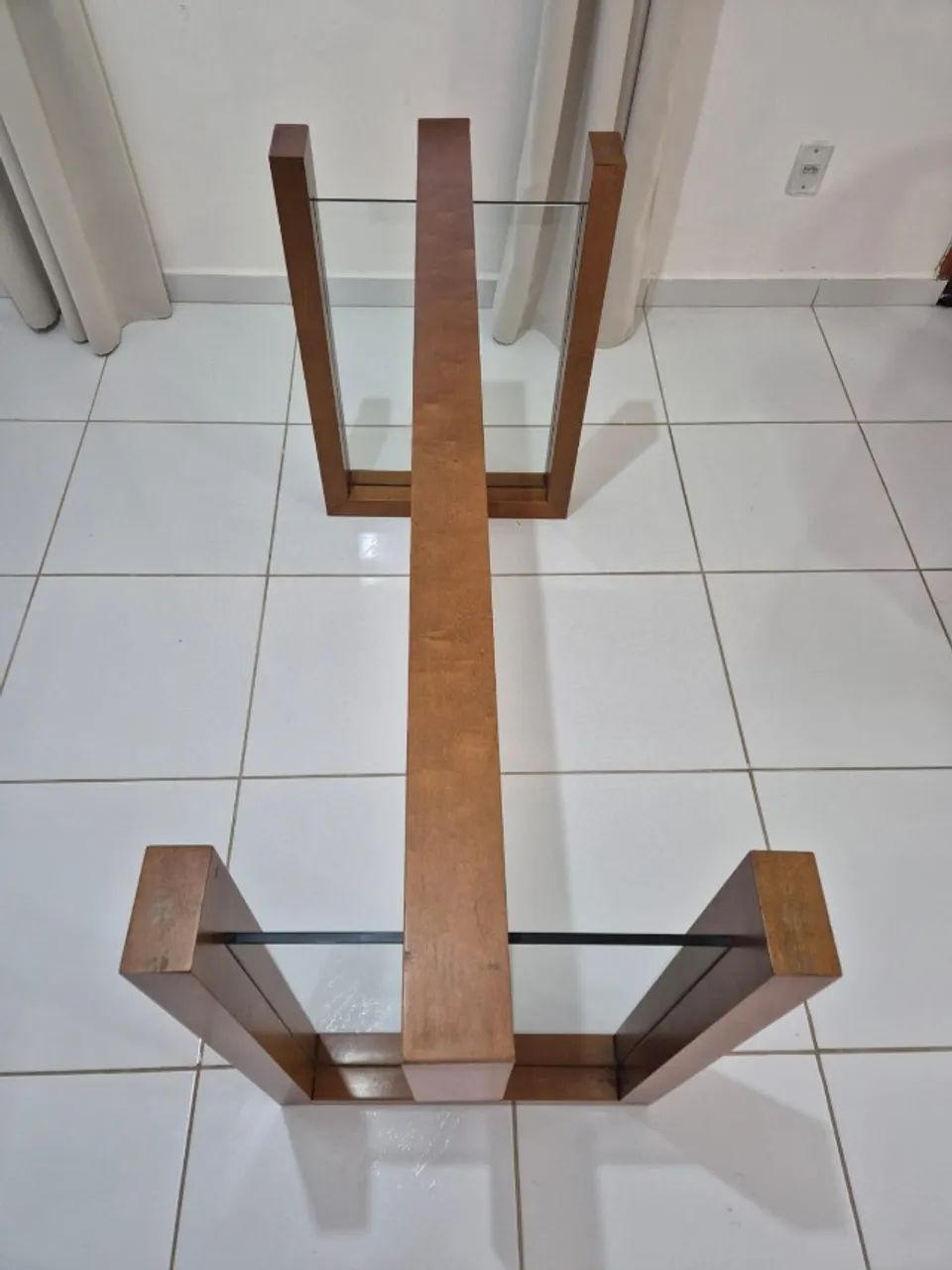 Mesa de Jantar Madeira Maciça e Tampo de Vidro Temperado 10 mm  - Foto 4