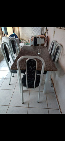 Conjunto com 6 cadeira C/ Tampa de granito