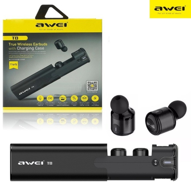 Fone De Ouvido Earfone Sem Fio Bluetooth Awei T8 C/ Case - Foto 4
