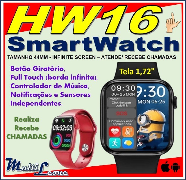 Relógio SmartWatch Digital App Bluetooth Musica Notificações - Preto