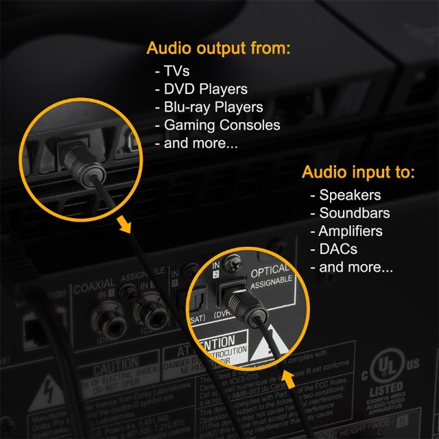 Cabo de Áudio Óptico Digital para Som de TV e Home Theater com 2 Metros - Foto 4