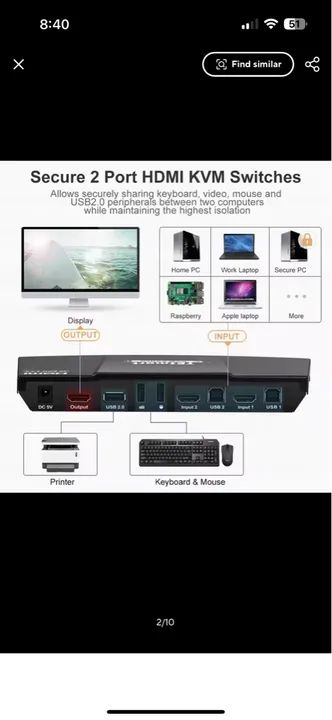 KVM TESMART 4K 2 laptops 1 monitor - Foto 3