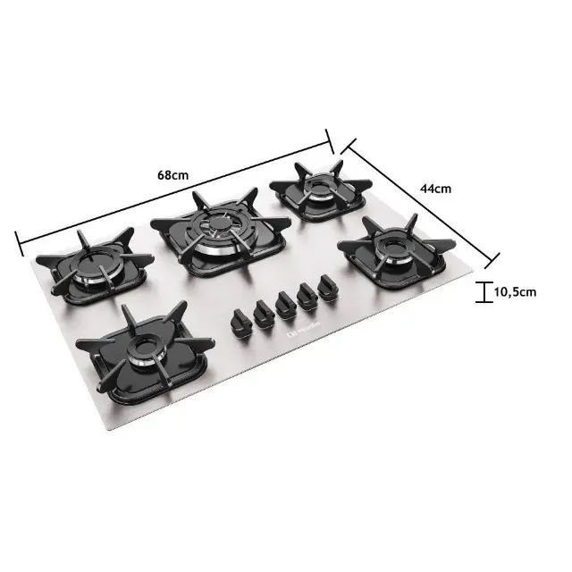 Cooktop Mueller 5 Bocas de Alumínio com Queimador Tripla Chama Gás MCG5BK - Foto 5