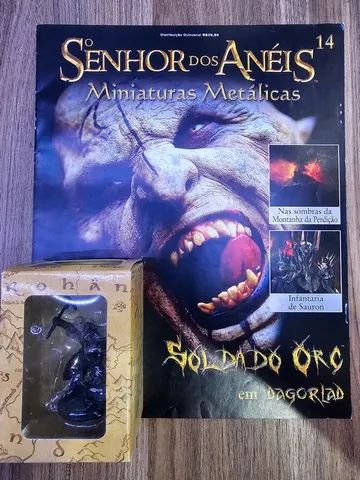 Miniatura Soldado Orc 14 Senhor dos Aneis Eaglemoss na caixa com revista
