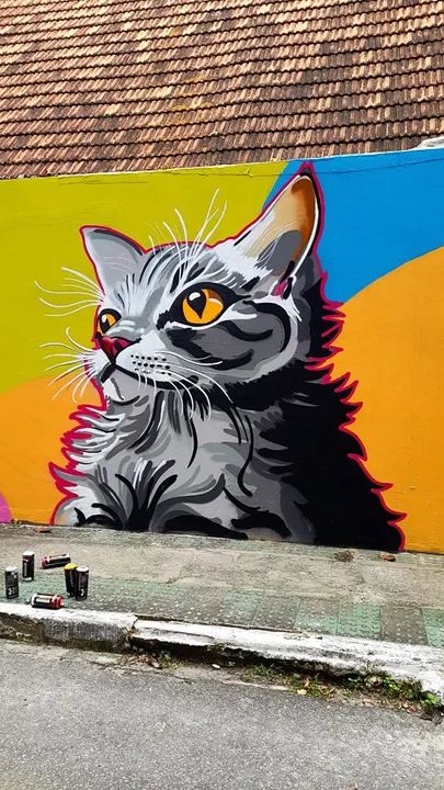 Graffiti de gato para área externa
