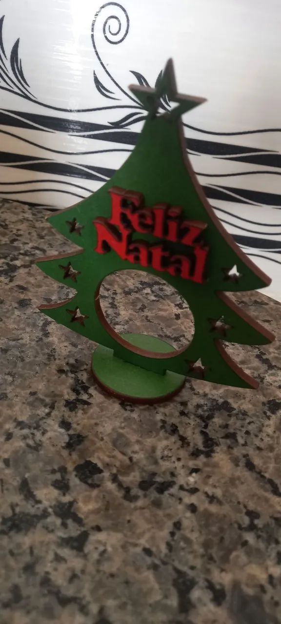 Enfeite de Natal em Madeira - porta bombom - Foto 2