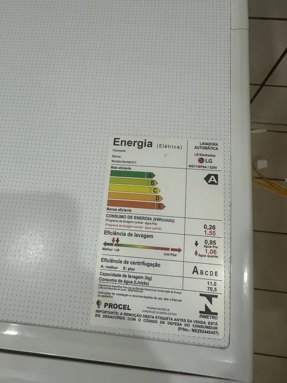 Lava e Seca LG 11kg Inverter - Modelo WD11WP6A - 220V - Ótimo Estado - Foto 4