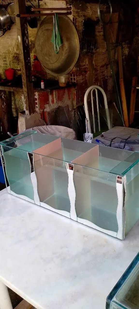 Aquário de vidro 3 compartimentos - Foto 3