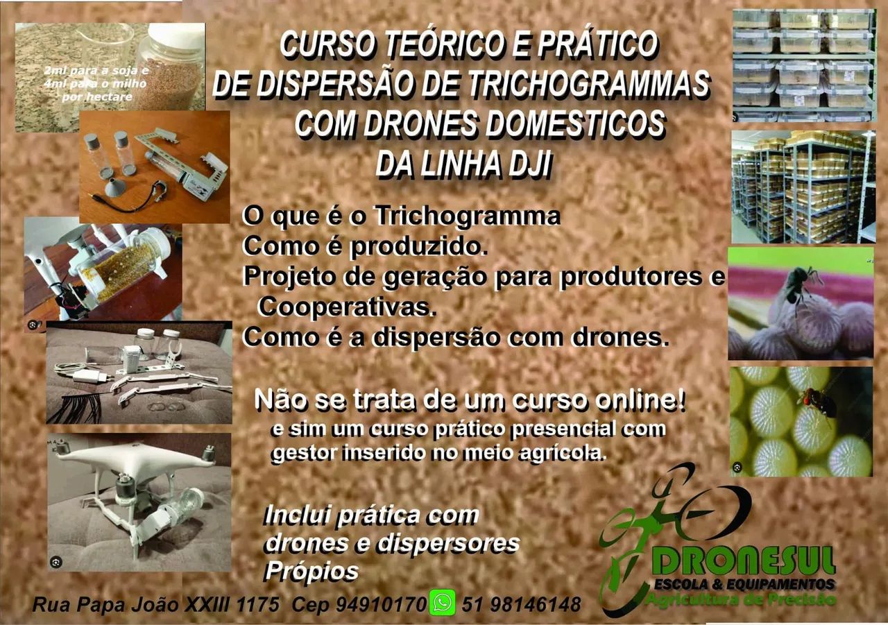 Curso teórico e prático de dispersão de trichogramas com drones domésticos linha DJI