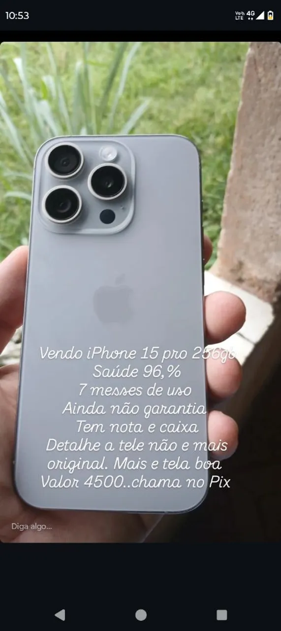 iPhone 15 pro valor 4500 troco em moto faço rolo si mi enteresa