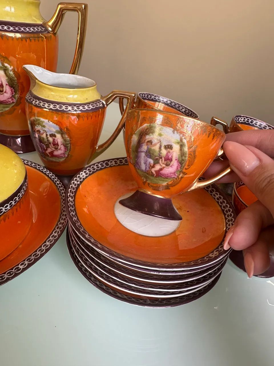 Conjunto vintage Alpate porcelana alemã- chá café 16 peças  - Foto 5