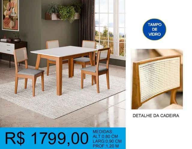 Mesa com 4 cadeiras novidade  - compre hoje e receba amanhã