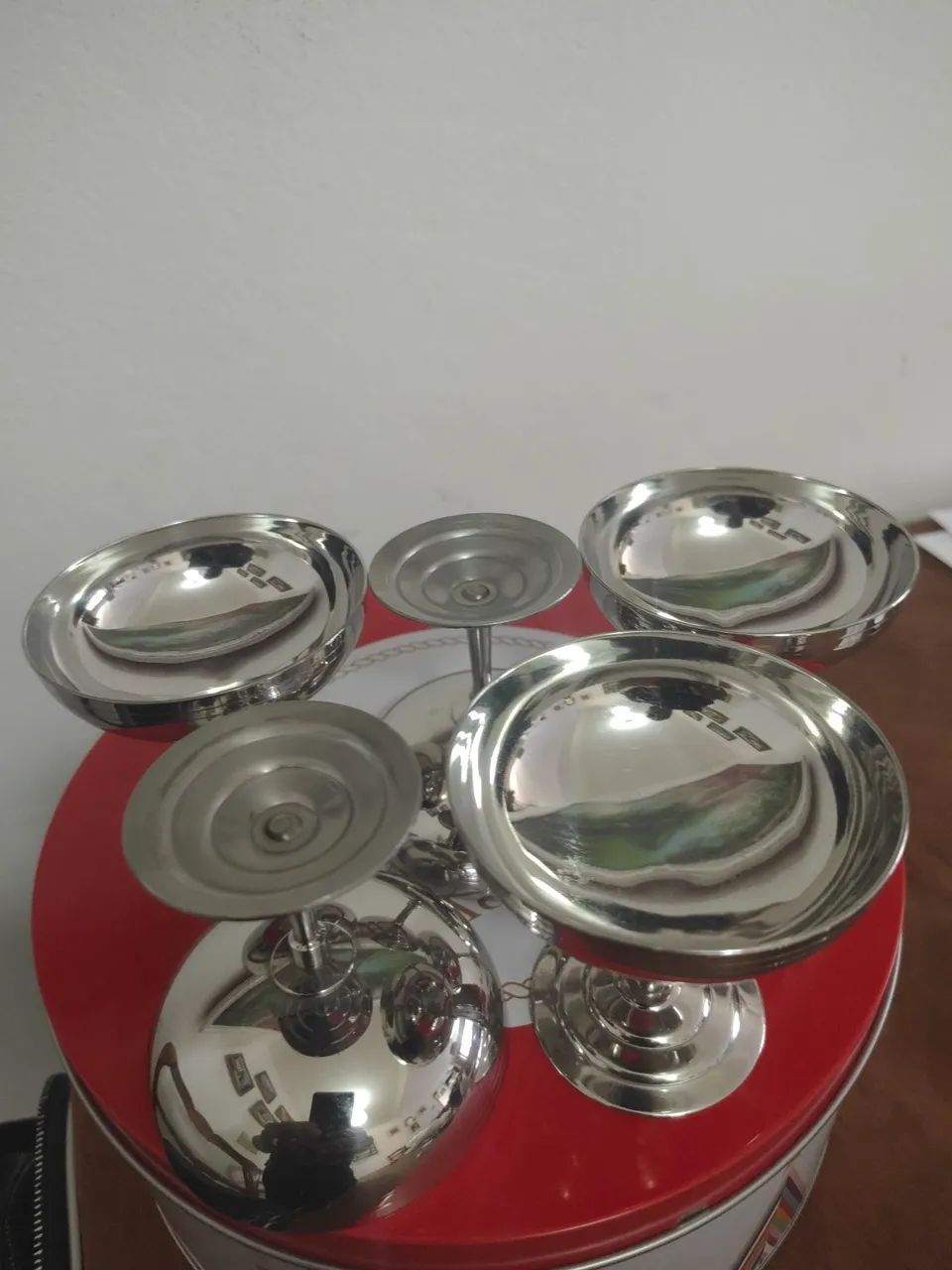 Jogo de taças de aço inox assinadas L'étang Rémy francesas - Foto 4