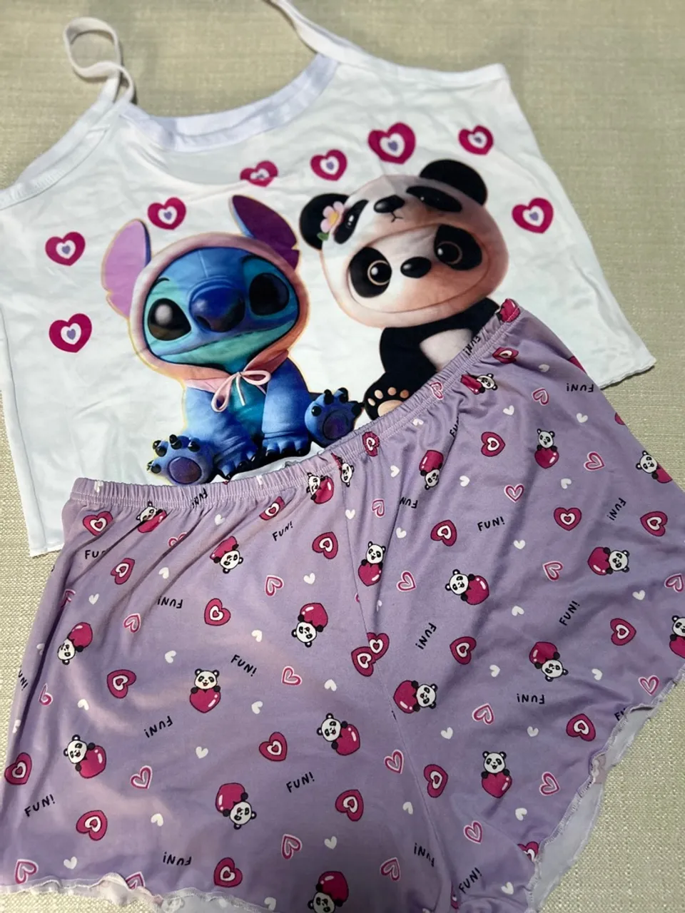 Baby doll adulto Stitch e Panda - Conforto e Diversão!