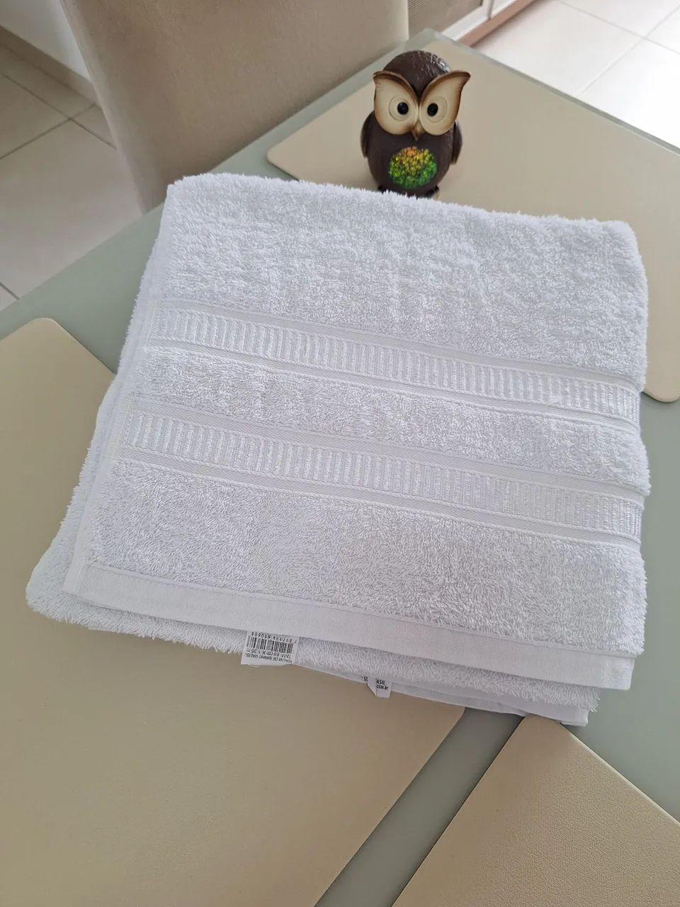New White Bath Towels with Satin Border