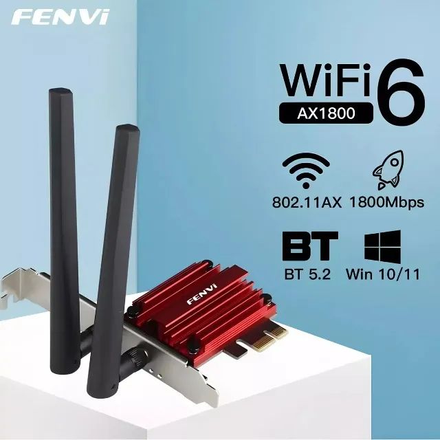 Placa de Rede Pci-e Wi-Fi 6 AX1800 Dual Band 2.4/5ghz Bluetooth 5.2 Fenvi para PC - Foto 2