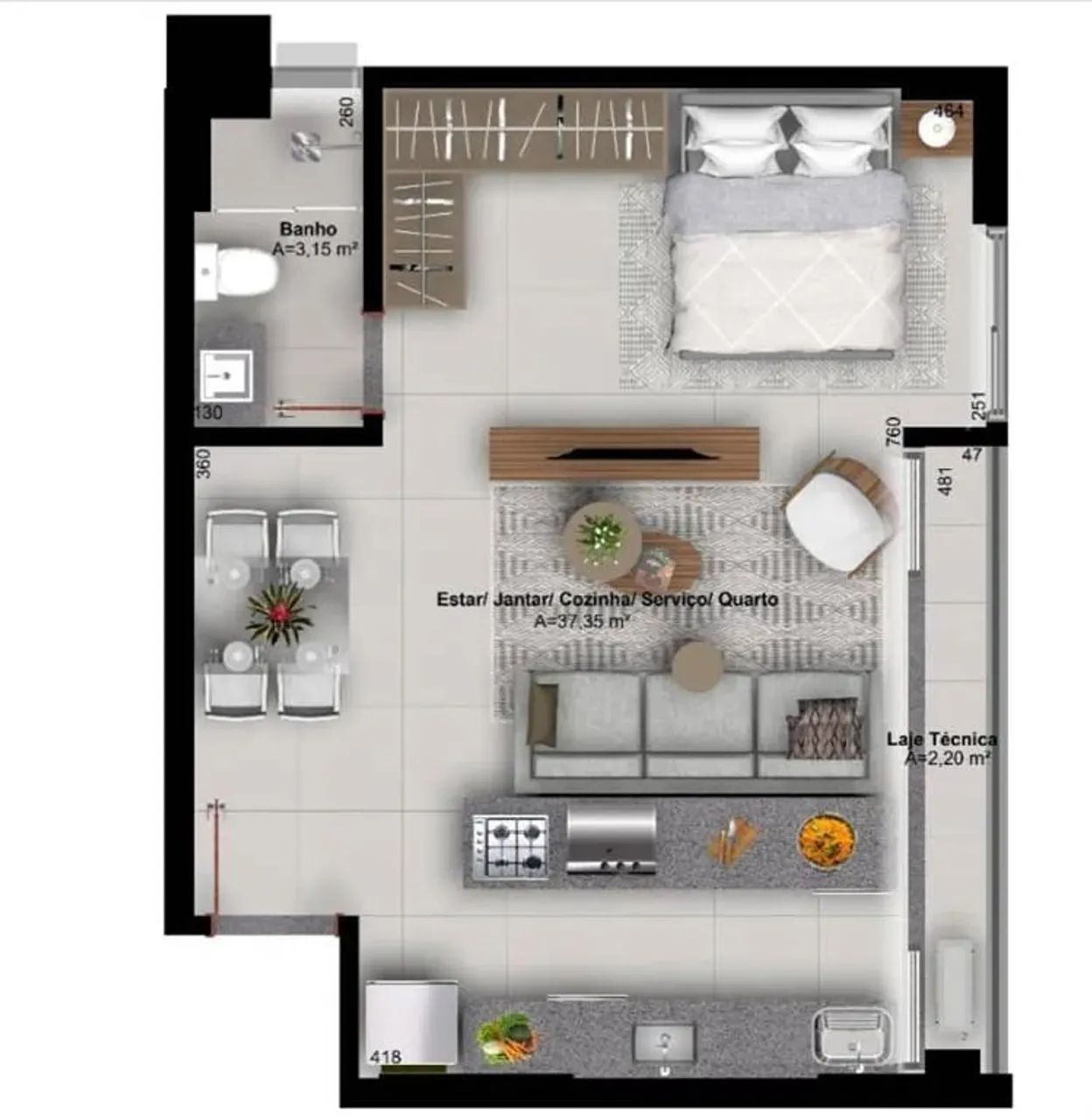 Lux Oeste - Apartamento 1 quarto, sendo 1 suíte - Foto 4