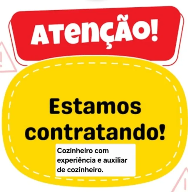 Contratando Cozinheiro e auxiliar de cozinheiro